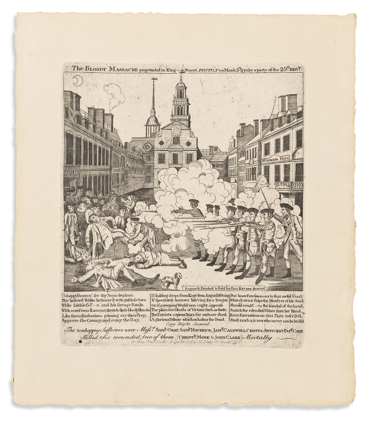 (AMERICAN REVOLUTION--PRELUDE.) [Stratton]; after Paul Revere. The Bloody Massacre Perpetrated in King-Street, Boston.